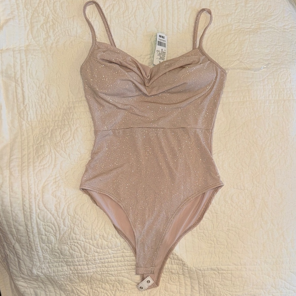 Brand-new Sparkling Nude Body Suit, Cup support + easy snap-closure - Size S